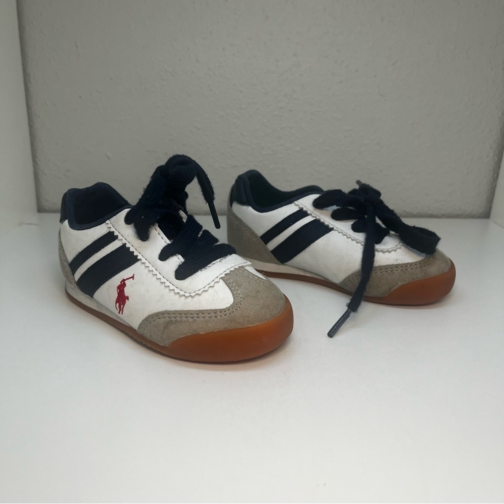 Ralph Lauren Polo White Blue Red Sneaker Kids Size 5